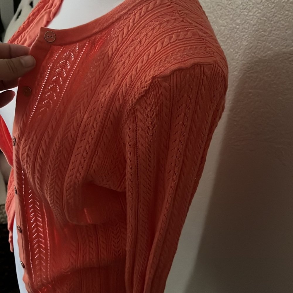 Brooks Brothers, orange cardigan, size small - Picture 4 of 8